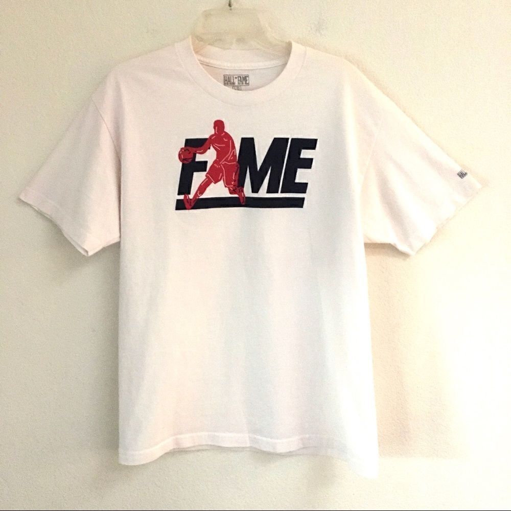 Hall of Fame white basketball T-shirt L‎